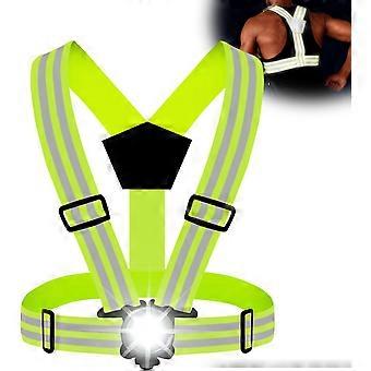 Luz de corrida LED com colete refletor, luz de peito ajustável, à prova d'água IPX4 e recarregável – compatível com corrida noturna e passeio com cães.