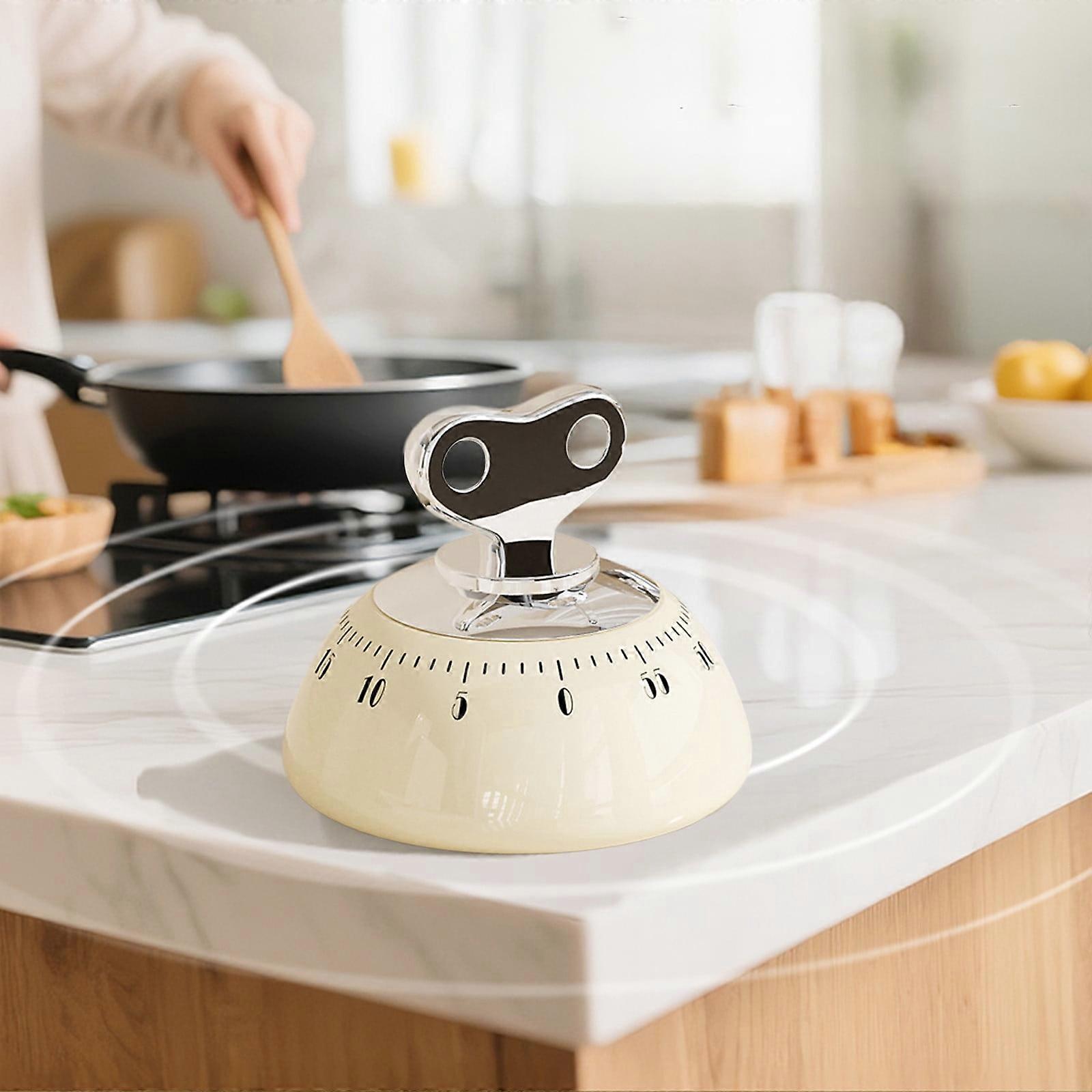 Magnetic Mechanical Kitchen Timer, Battery-Free Countdown Timer for Cooking & Baking, Compatible with All Surfaces