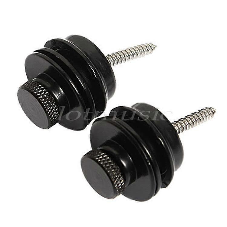 Black Flat Round Skidproof Electric Guitar Strap Locks Set with Secure Attachment