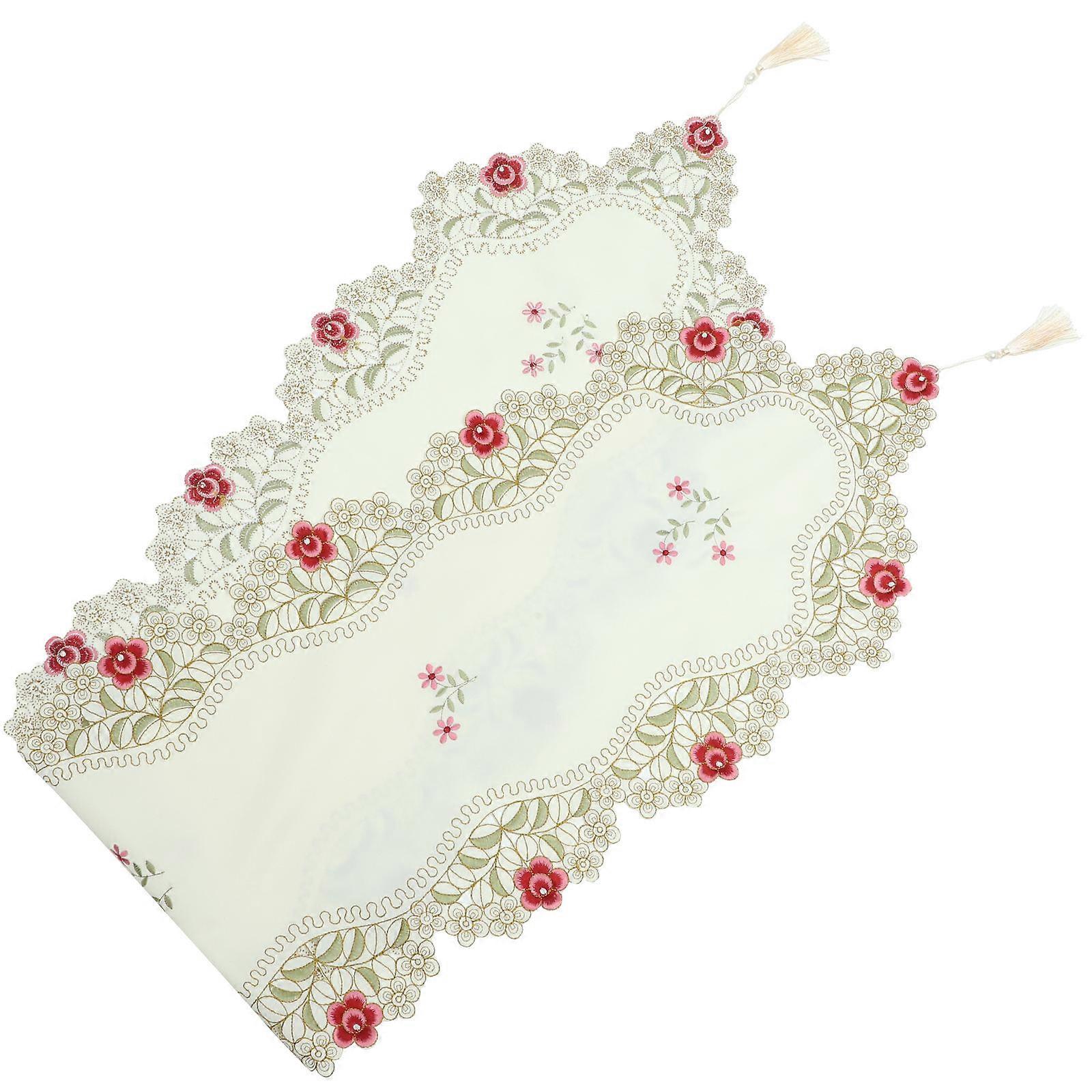Floral Embroidered Table Runner for Decorative Table Use 4Pcs Multi