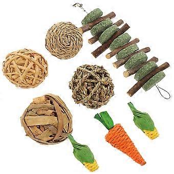 8pcs Kleine Haustiere Anreicherung Spielzeug Hamster Ratten Meerschweinchen Zähne Schleifen Kauspielzeug