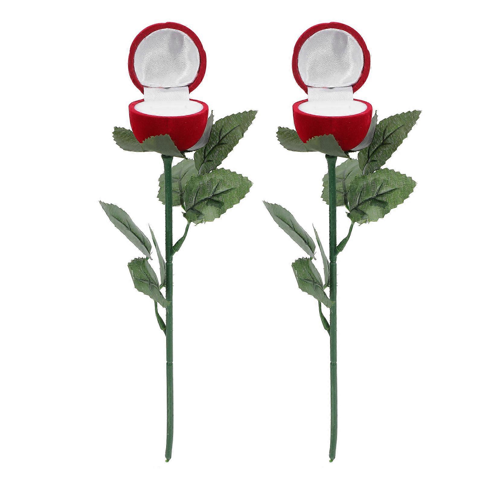 Valentine's Day Ring Case for Storage Use with 2Pcs Rose Designed Ring Boxes