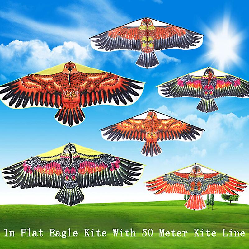 1pc 1m Flat Eagle Kite With 50m Kite Line Children Flying Bird Kites Outdoor Toy