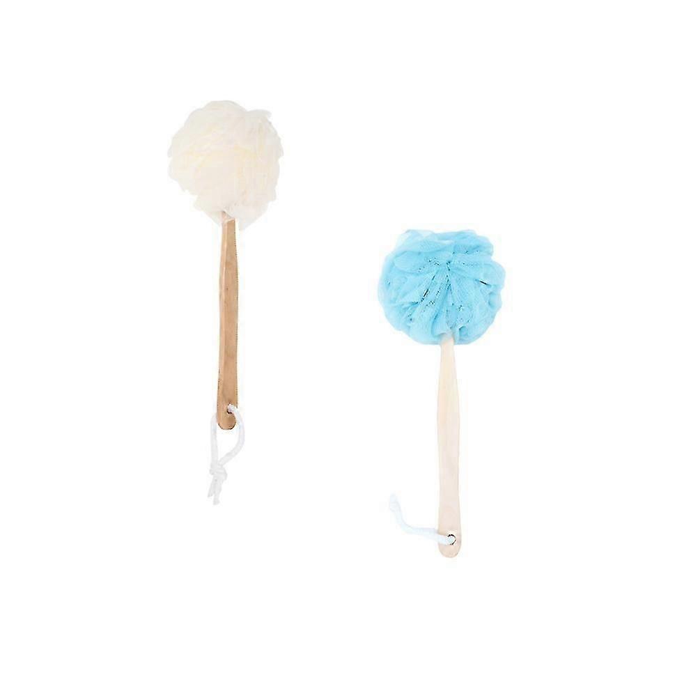 2Pcs Long Handle Bath Sponge Balls, Assorted Color for Bath Cleaning