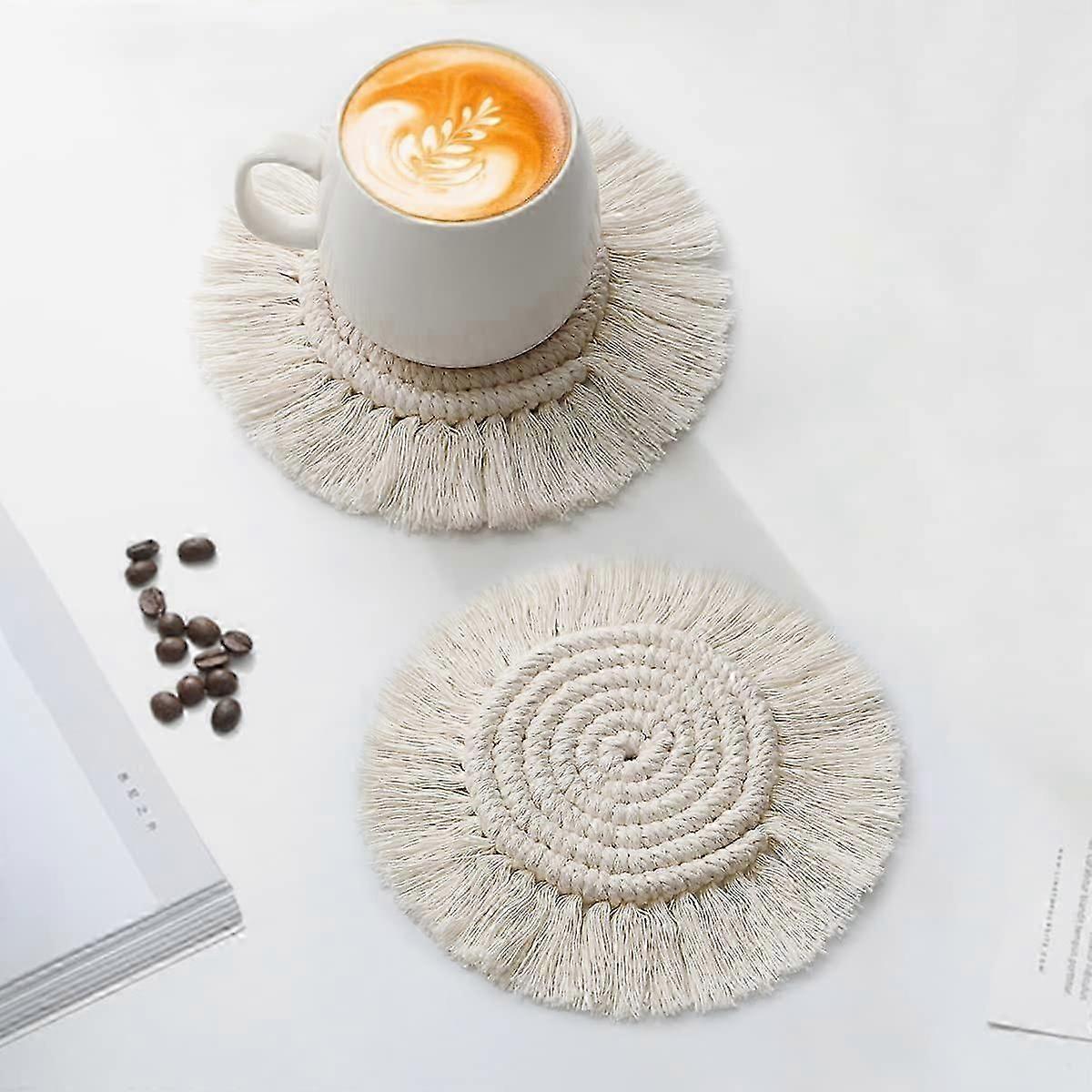 Coasters Compatible with Drinks Absorbent Woven Coasters Set Handmade Macrame