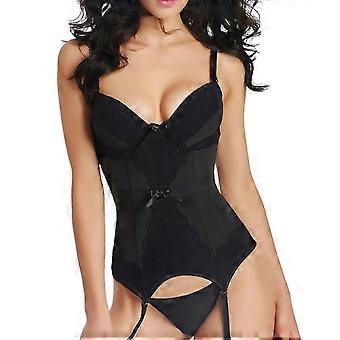 Womens Lace V-Neck Lingerie Sleepwear Pajamas Sexy Lace Strappy Bra & Panty Sets 2-pieces Spaghetti Strap Nightgown Suit One Size