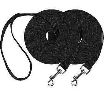 Dog/Puppy Obedience Recall Training Agility Lead - 30ft Training Leash - Great for Training, Play, Camping, or Backyard, 2 Packs Black Long Leash