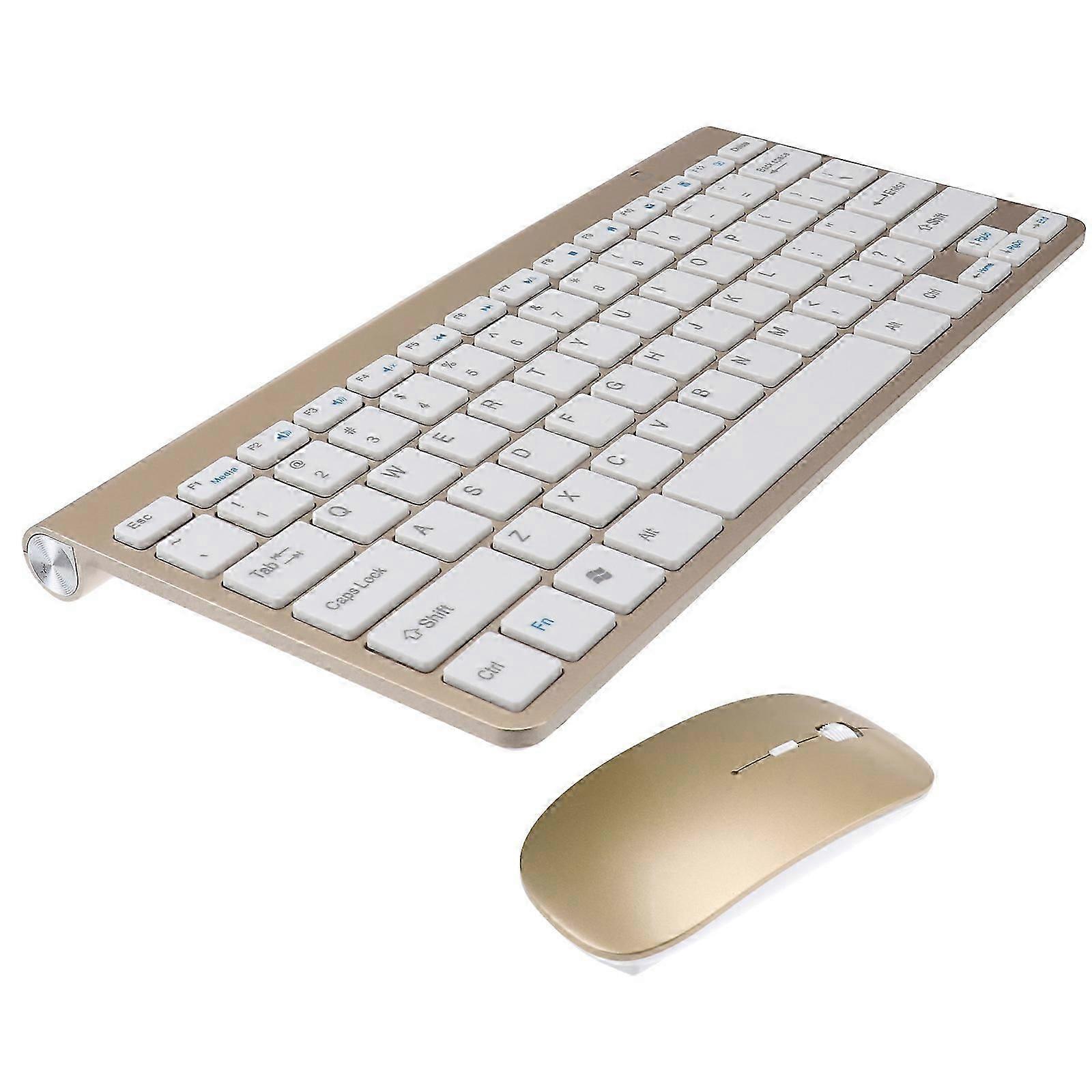 3-Pack Wireless Keyboard and Mouse Set, Mini Design, Lightweight Portable, Comfortable Typing, Golden for Computer, Tablet, Smartphone, Travel