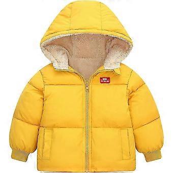 Fleece Coat For Toddler Hooded Warm Fleece Jacket For Girls Boys 1-2T Yellow