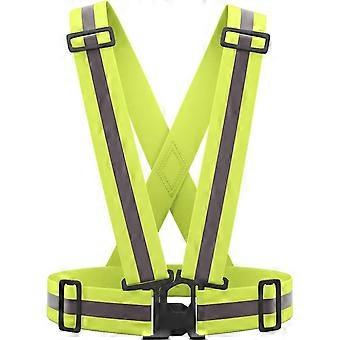 Justerbar säkerhetsväst med hög synlighet, reflekterande skyddsväst för löpning, cykling, motorcykel, grön