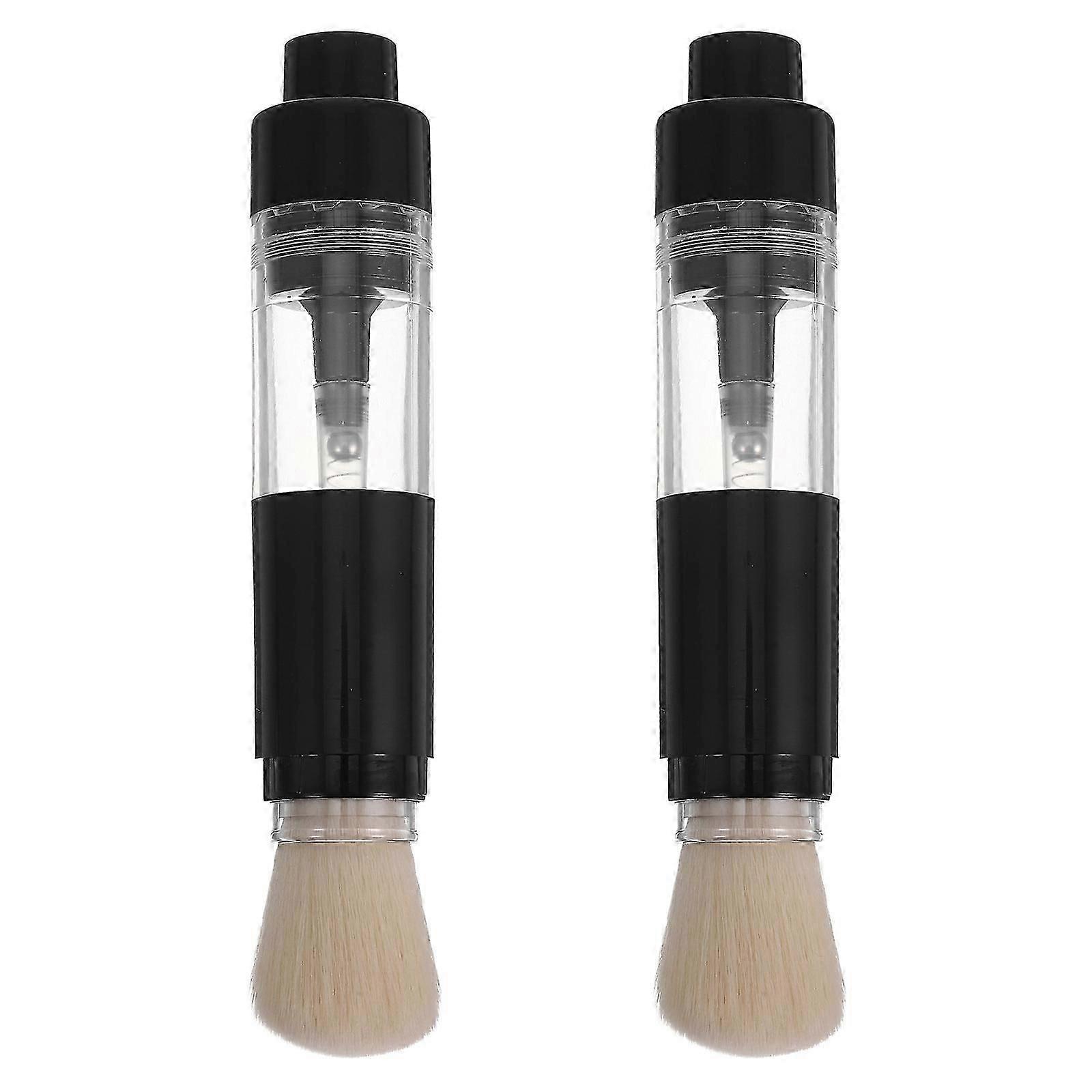 Portable Refillable Makeup Powder Brush Set 2Pcs for Daily Makeup