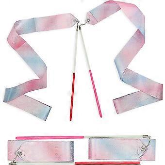 Dance ribbon rainbow ribbon rhythmic gymnastics ribbon baton children's art dance spinning stick
