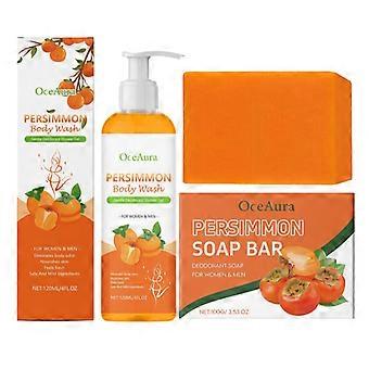 2026 Persimmon Body Wash + Persimmon Soap Bar Set for Body Odor Control, Purifying Deodorizing Body Soap for Eliminating Odor, Skin Brightening 120ml