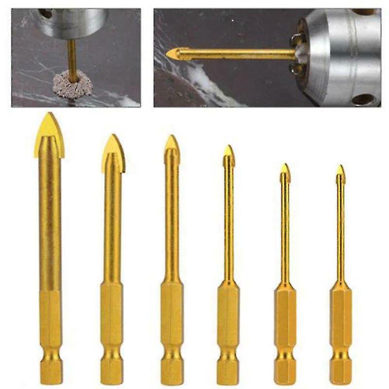 6pcs Glass Drill Bits Set Tile Ceramic Drilling Set 3/4/5/6/8/10mm Hole Opener