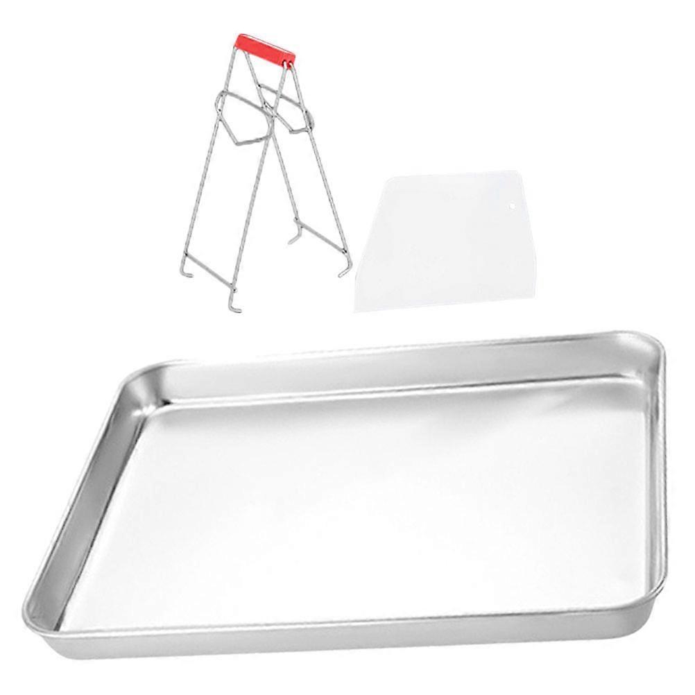 1 Set Durable Stainless Steel Rectangular Tray Rice Noodle Roll Steamer Baking Sheet