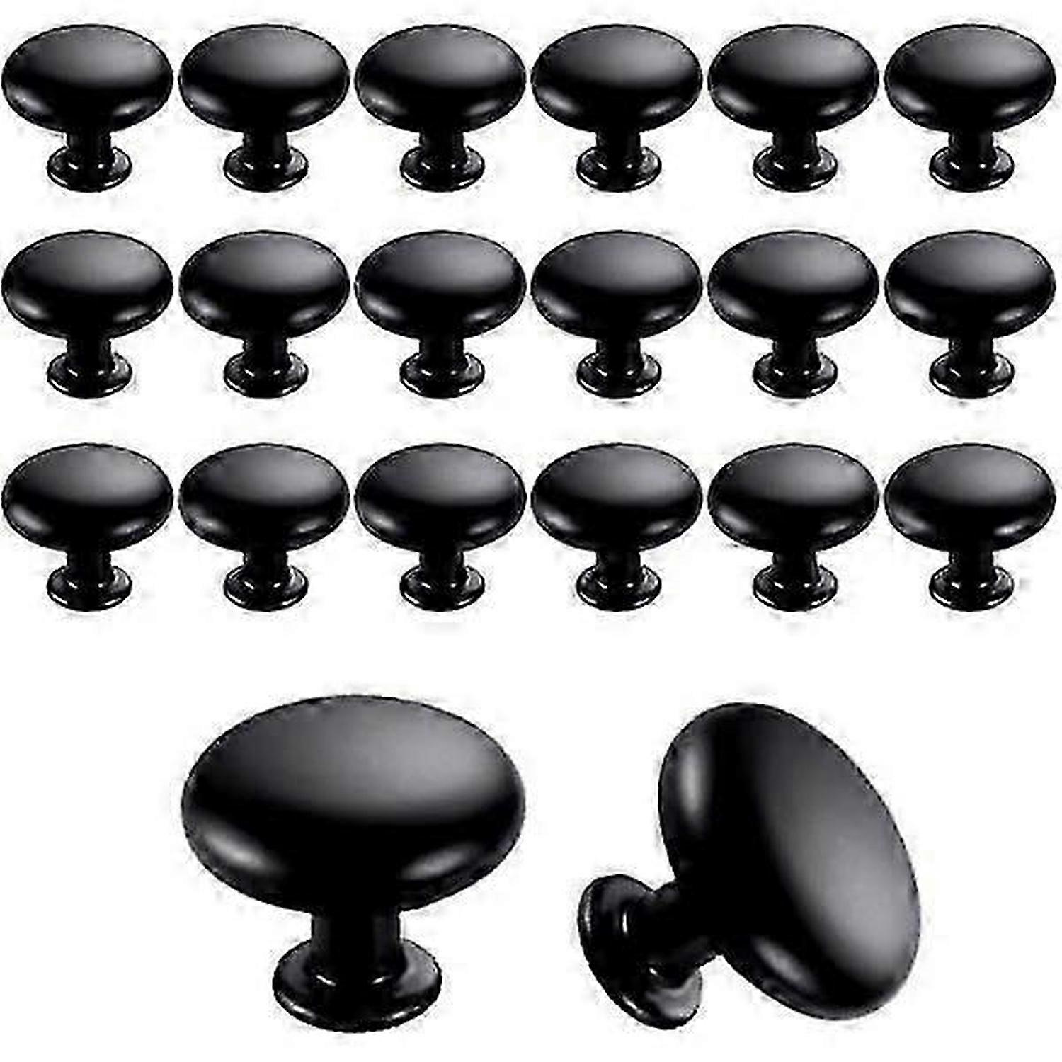 20 pcs door knobs drawer knobs 30 mm vintage handles cabinet cupboard knobs for kitchen cabinets (black) (FMY)
