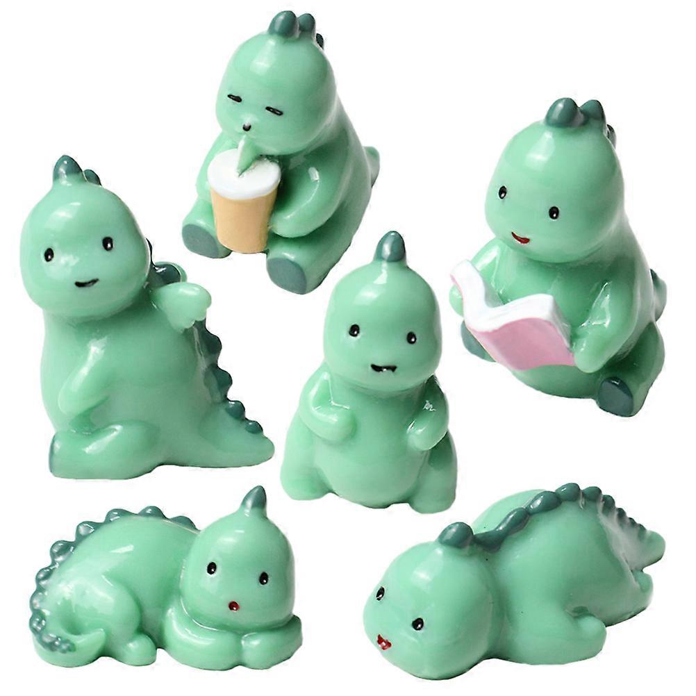 6Pcs Simulate Animals Ornaments Tiny Dinosaur Models Micro Landscaping Ornaments