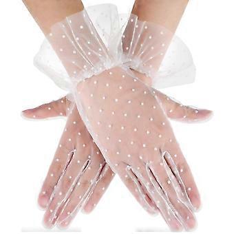 Guante de encaje para mujer Guante de encaje corto Guante de encaje de cortesía floral para el té de bodas Favores de traje de fiesta de 1950