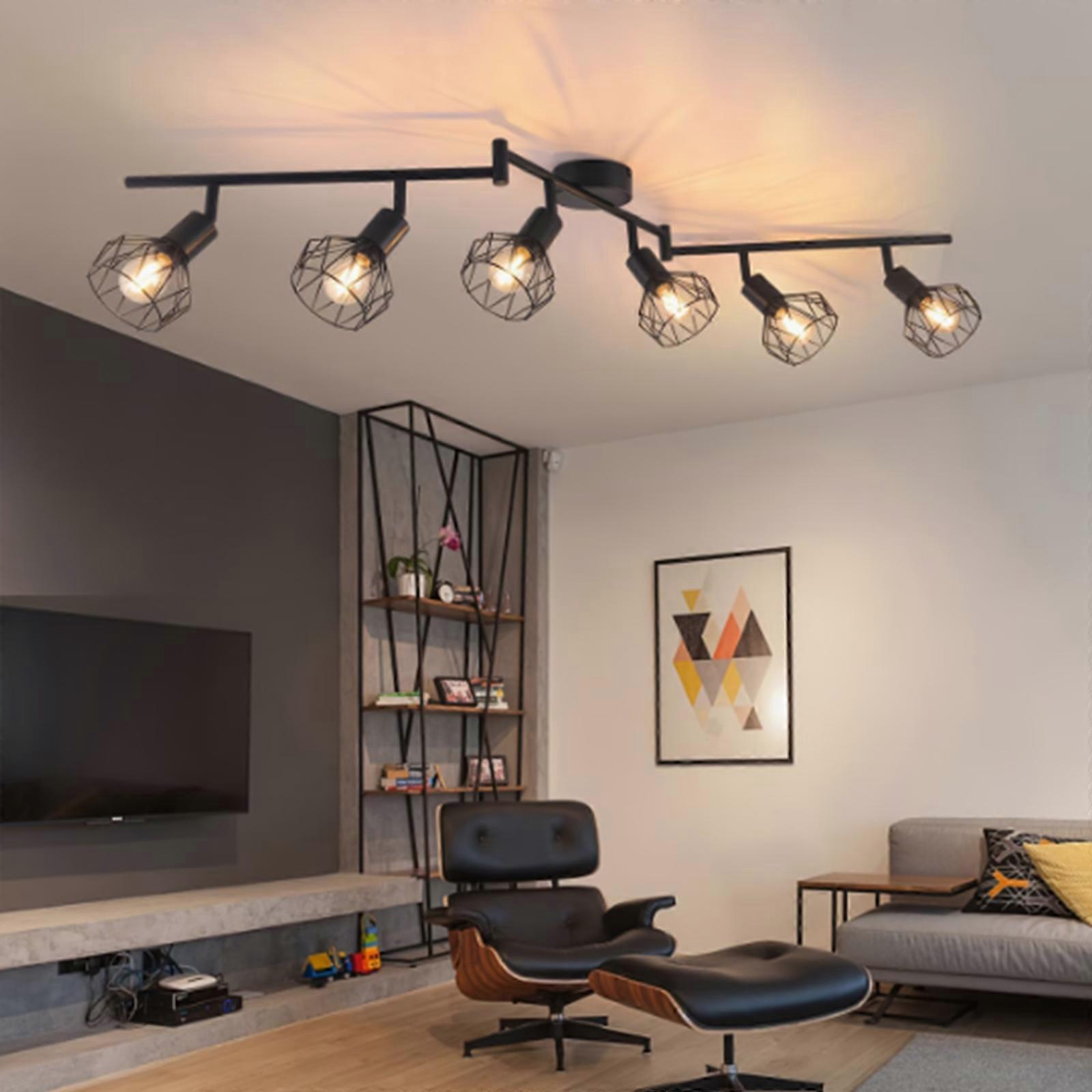 Ceiling Light, 6-Lights Retro Industrial Track Lighting Kit E14 Base