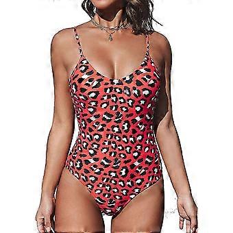 Women's One Piece Swimsuit with V Neck Leopard Print Cutout Detail Swimwear for Beach Vacation Swimming