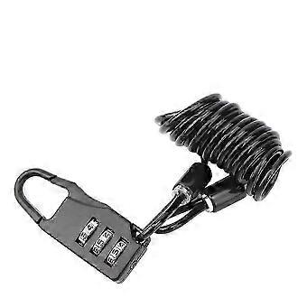 Portable Steel Wire Helmet Lock, Three Digit Password Lock for Bicycle Mountain Bike and Motorcycle