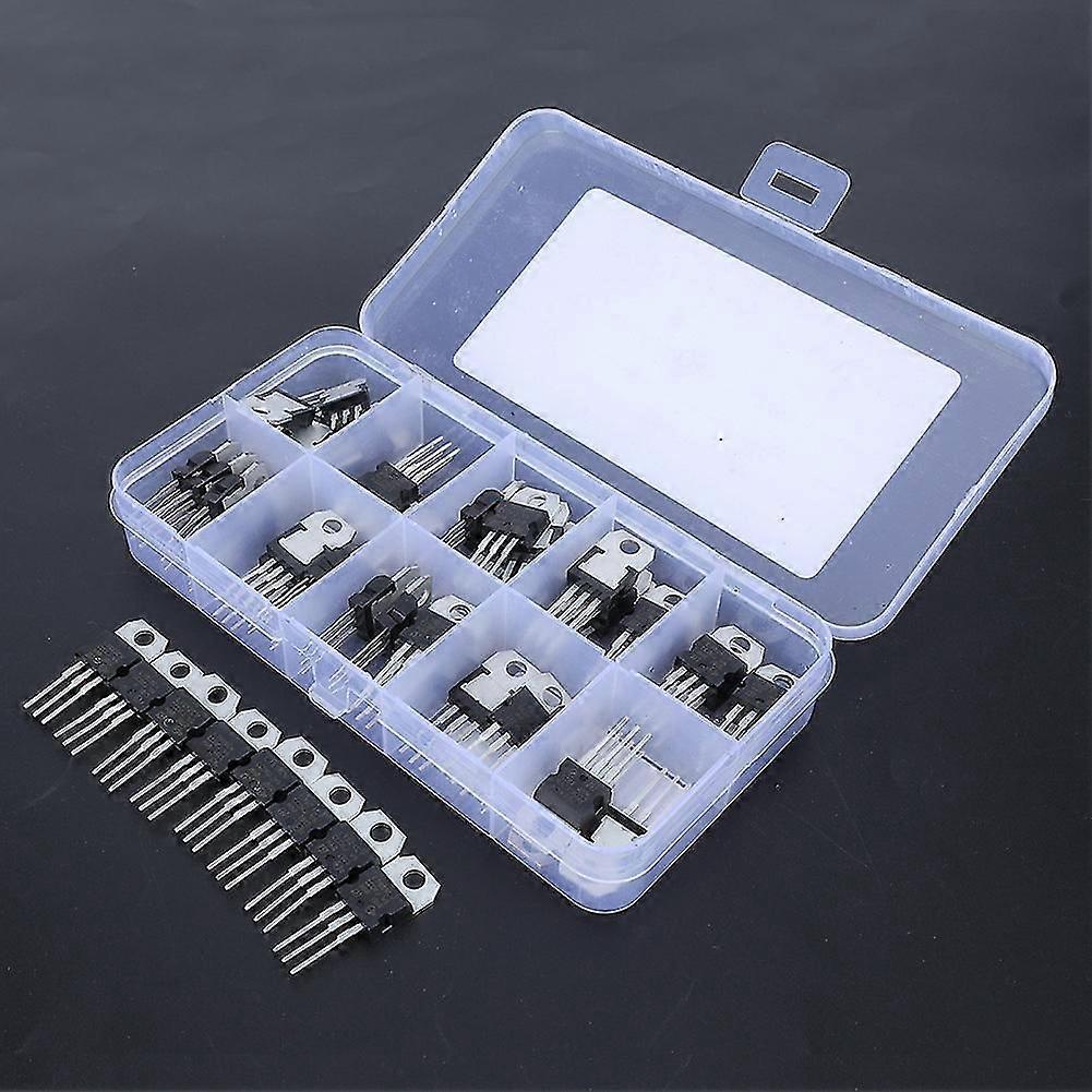 Voltage Regulator Transistor Kit 50pcs 10 Value with Storage Box