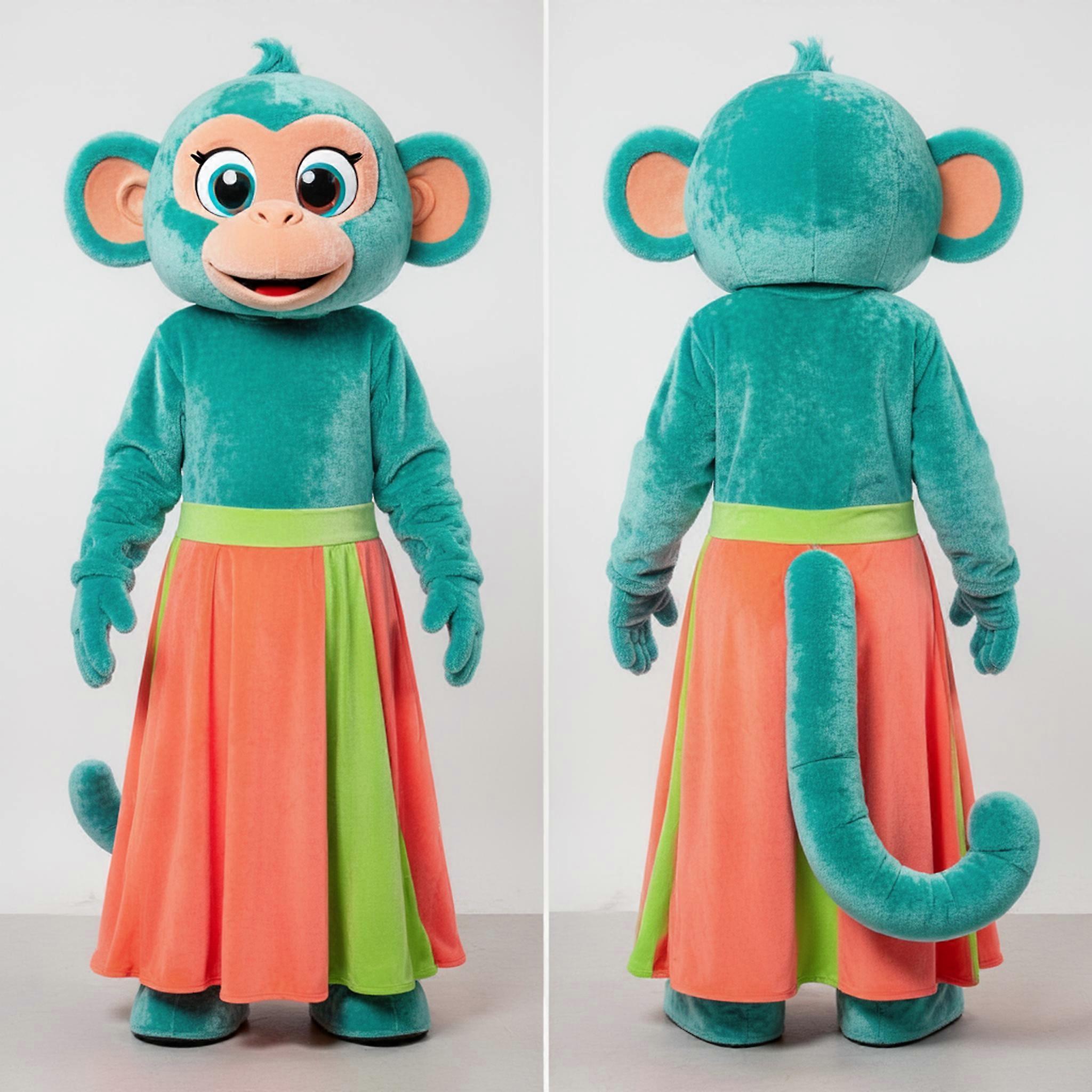MASTICOT Cyan Cartoon Monkey Mascot