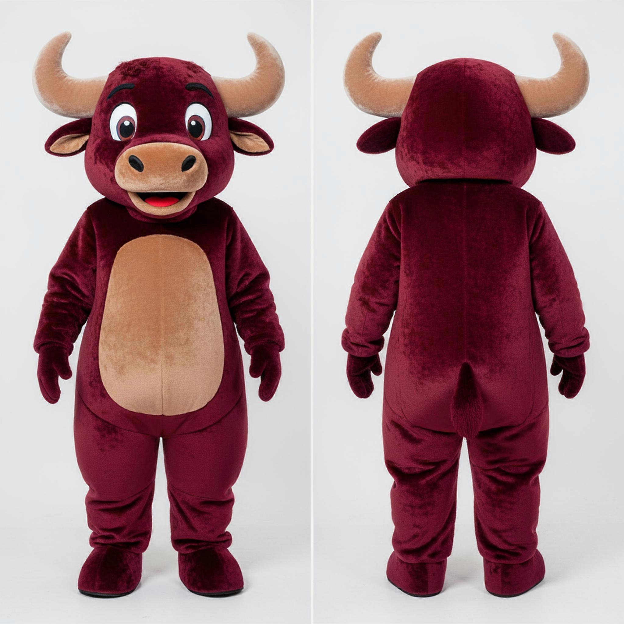 MASTICOT Maroon Velvety Buffalo Mascot