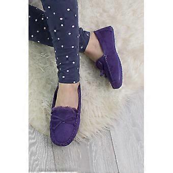 Faux Fur Lined Boat Shoes Moccasin Slippers