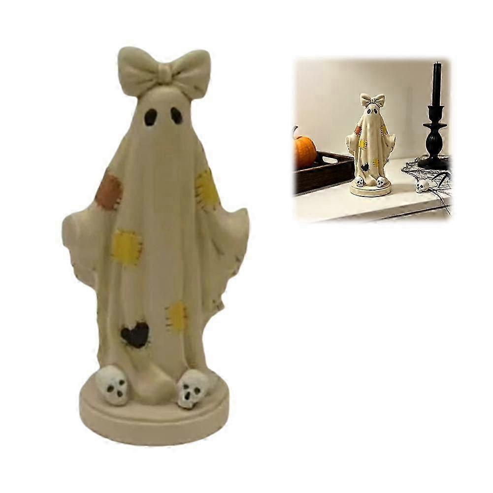 Patchwork Ghost Halloween Decor Cute Gothic Figurine compatible with Desk and Nightstand