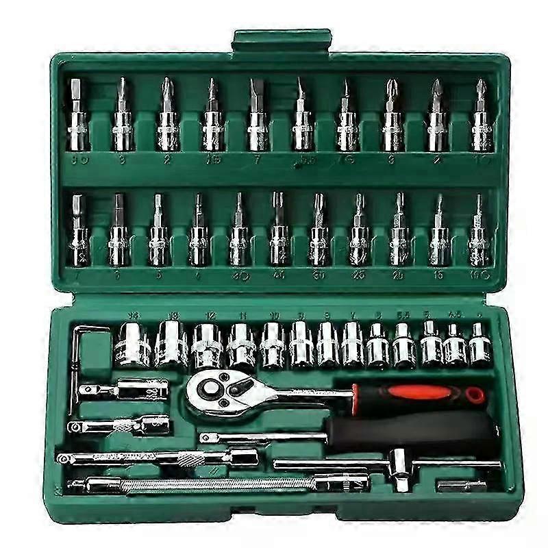 46pc Drive SoCket Set 1/4 Inch Ratchet Wrench Set YF
