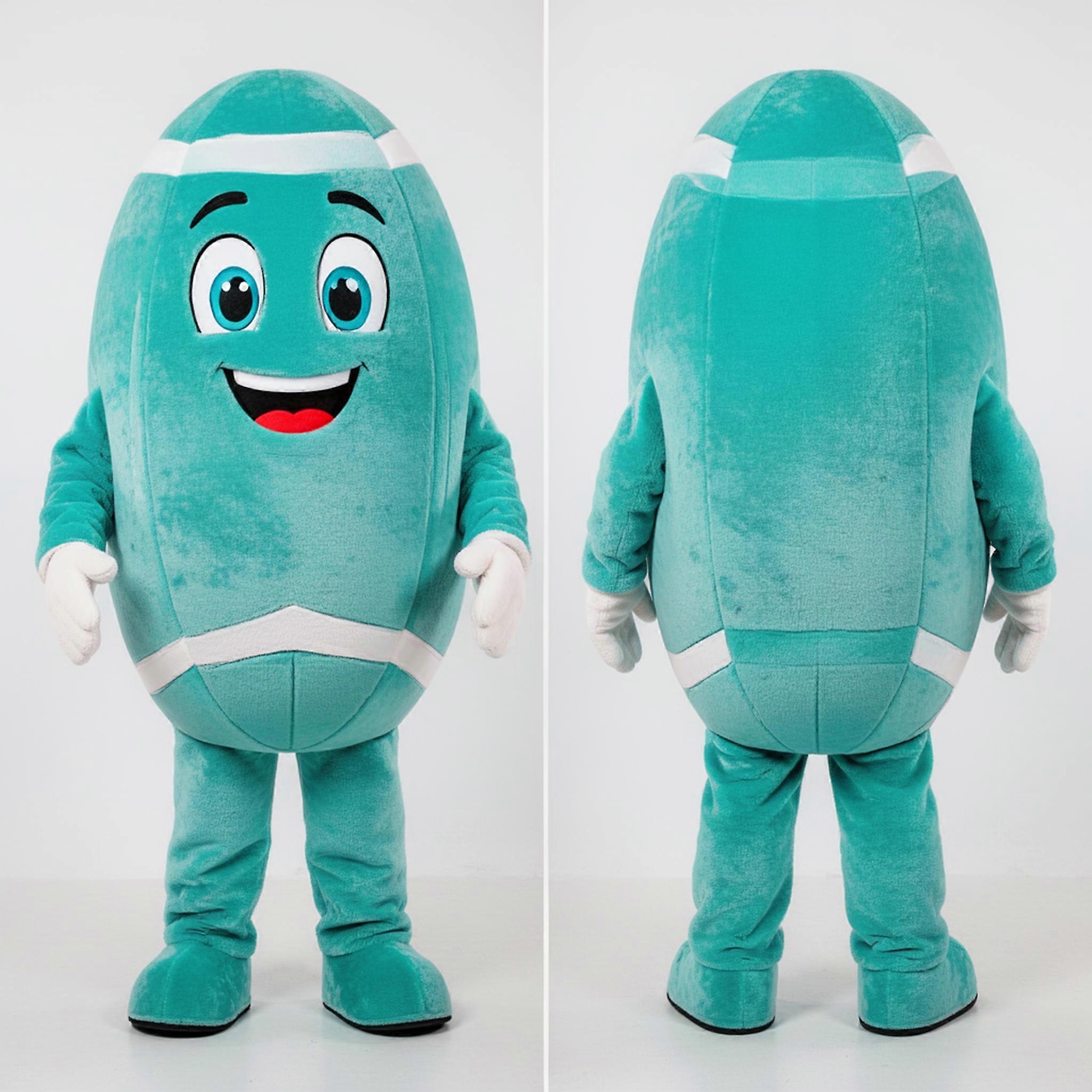 MASTICOT Turquoise Rounded Rugby Ball Mascot