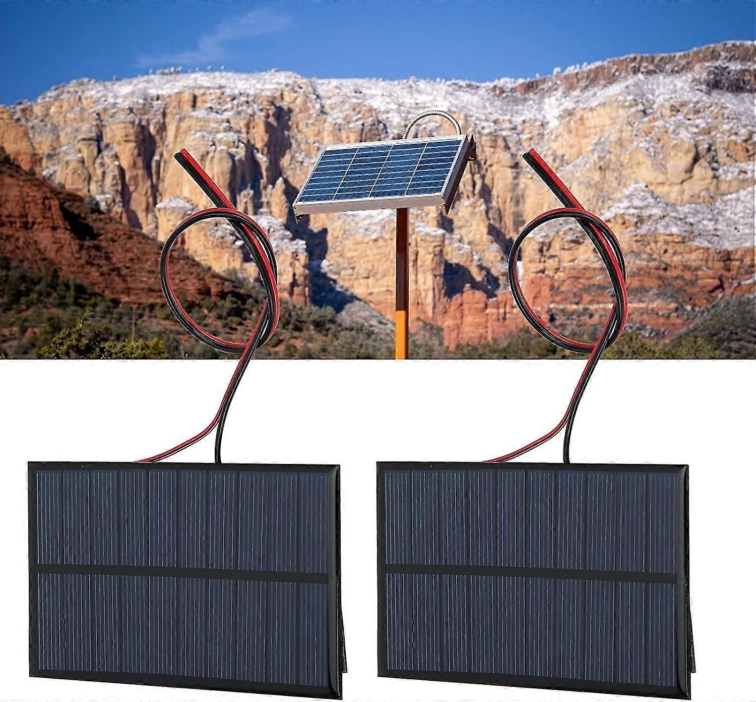 2 stk. mini solcellepaneler, polysilikon, 5V, 250mA.