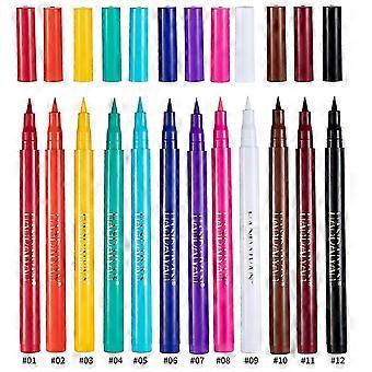 12PCS Matte Rainbow Colorful Liquid Eyeliner Set, 12 Colors Soft and Hyper Sharp Tip Brush Eyeliner-SSZFV