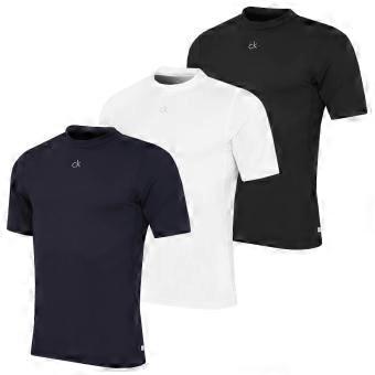 Camiseta de manga corta para hombre, cuello alto, de la marca Calvin Klein, ideal para usar como primera capa debajo de la ropa de golf.