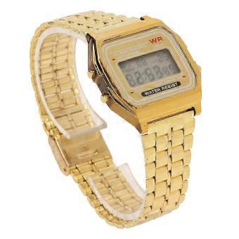 Digitale kinderhorloge voor jongens en meisjes, modieus roestvrijstalen sporthorloge, goudkleurig, perfect als verjaardagscadeau.