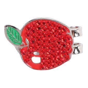 Hat Clip Ball Marker Detachable Zinc Alloy Magnetic Golfing Cap Clip Ball Marker for Practice Apples Shaped Rhinestone