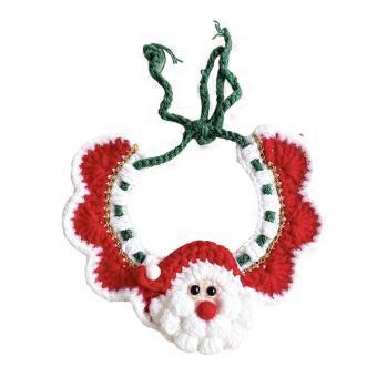 Pet Collar Hand Crocheted Adjustable Fit Christmas Photos