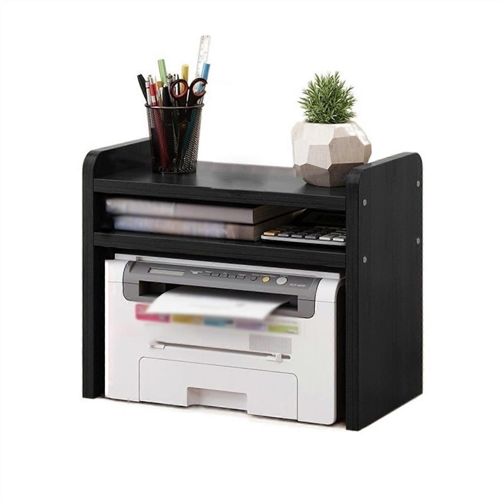Double Layer Printer Stand with Storage Shelf, MDF Desktop Organiser for Office, Home & Study