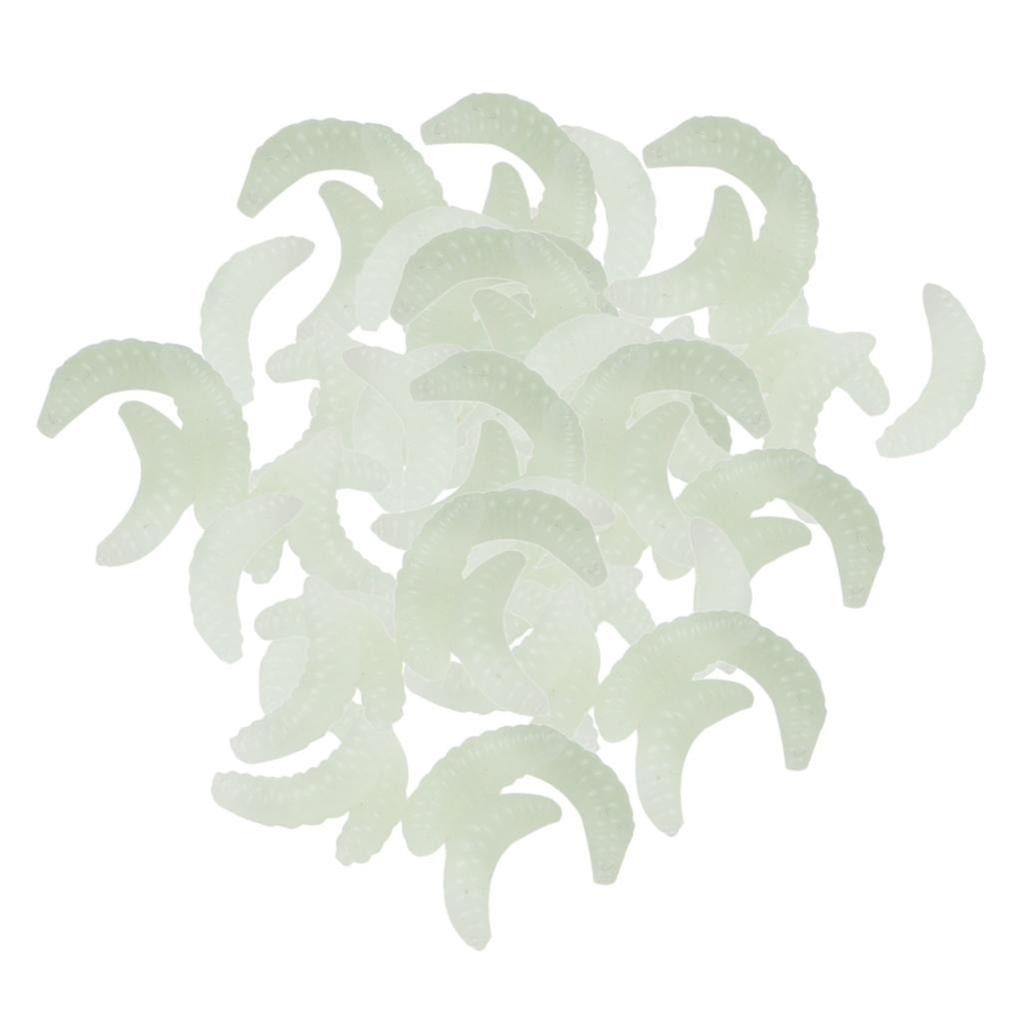 100 Pieces/Set Fishing Soft Grub Worm Bread Bug Maggots Lures Baits Luminous