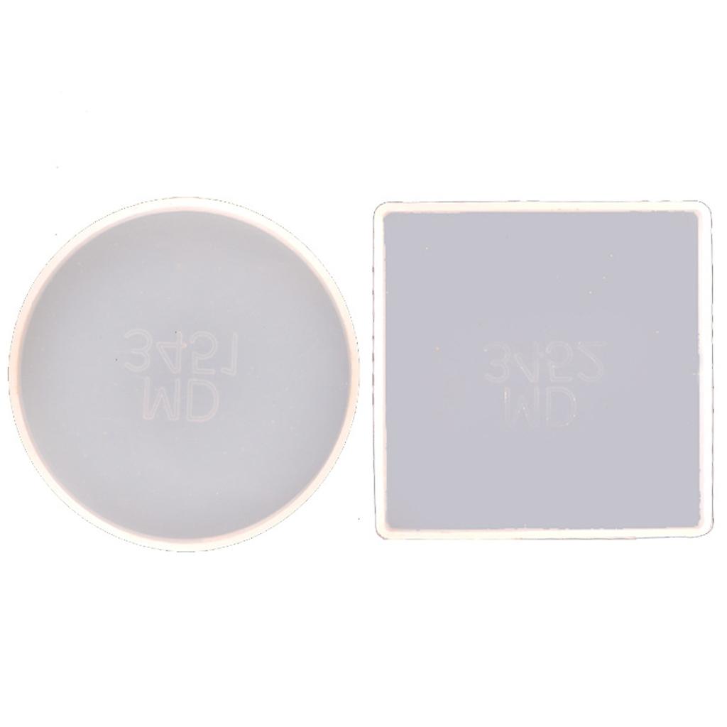 2Pcs Silicone Moulds Square Coaster Resin Mold Round Epoxy Casting Silicone