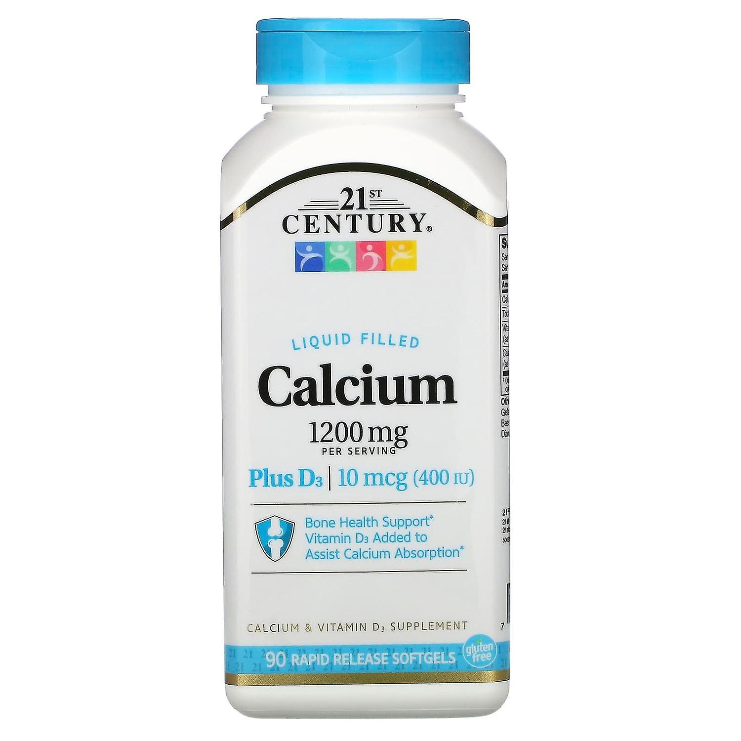 21st Century, Liquid Filled Calcium Plus D3, 600 mg, 90 Rapid Release Softgels