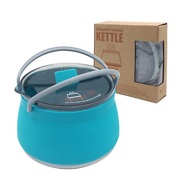 Silicone Folding Kettle Coffee Tea Portable Water Pot Field Camping Open Fire Stainless Steel Bottom For Outdoor Camping Hiking
