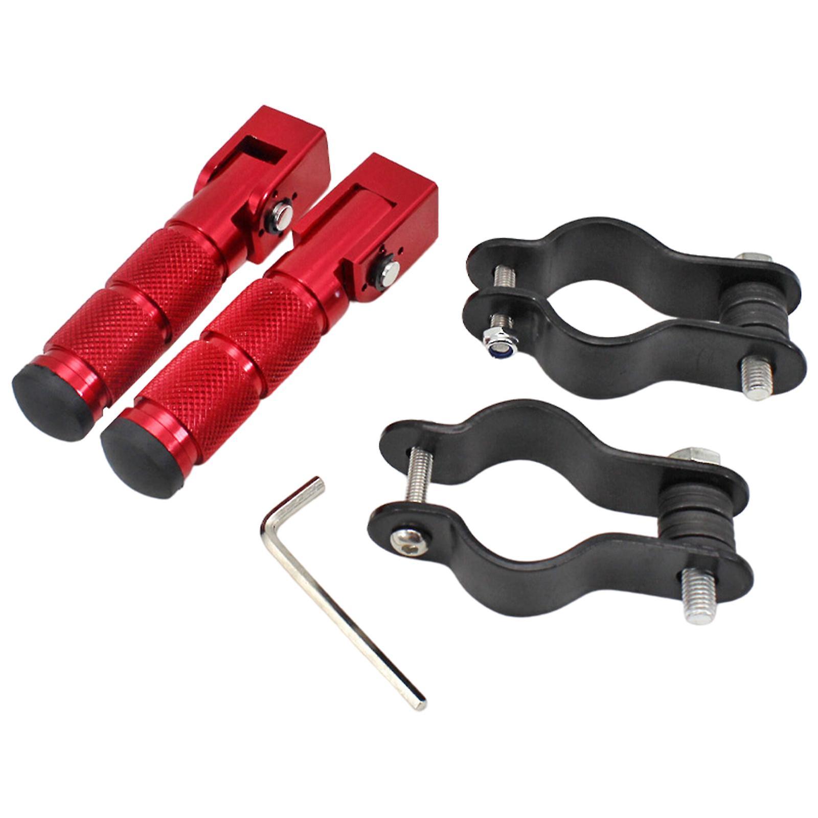 Universal Foot Pegs Folded Non-Slip Cycling Dirt Bikes with Brackets Red