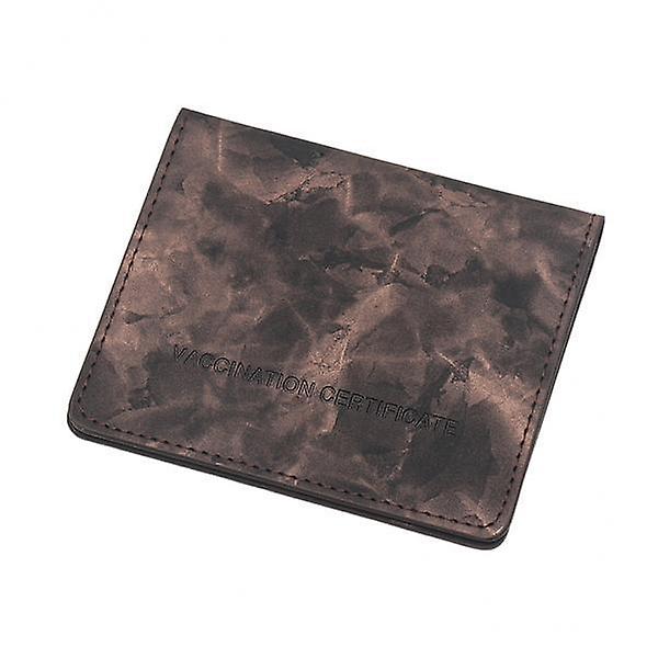 2xVaccination Card Protector Slim Leather Wallet for Documents Black