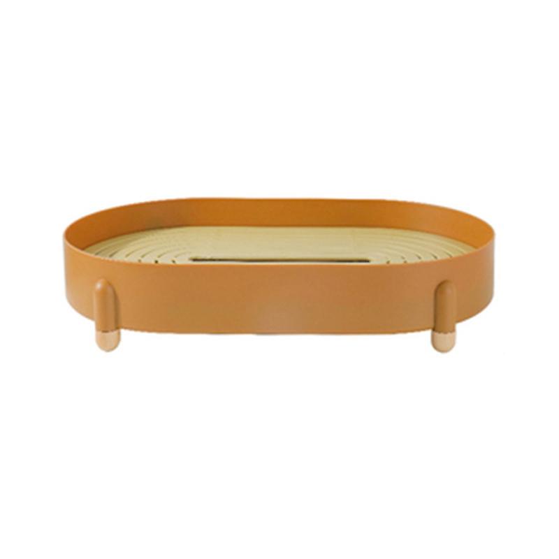 Brown Double-Layer Tea Tray with Removable Design and Even Drain Holes