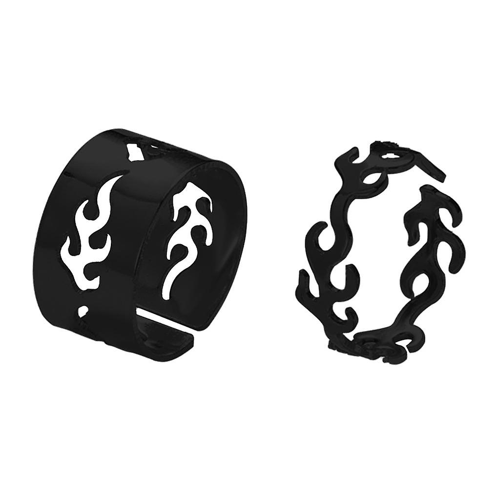 2x Bague ouverte réglable Bohemian Flame Set pour bijoux Femmes or