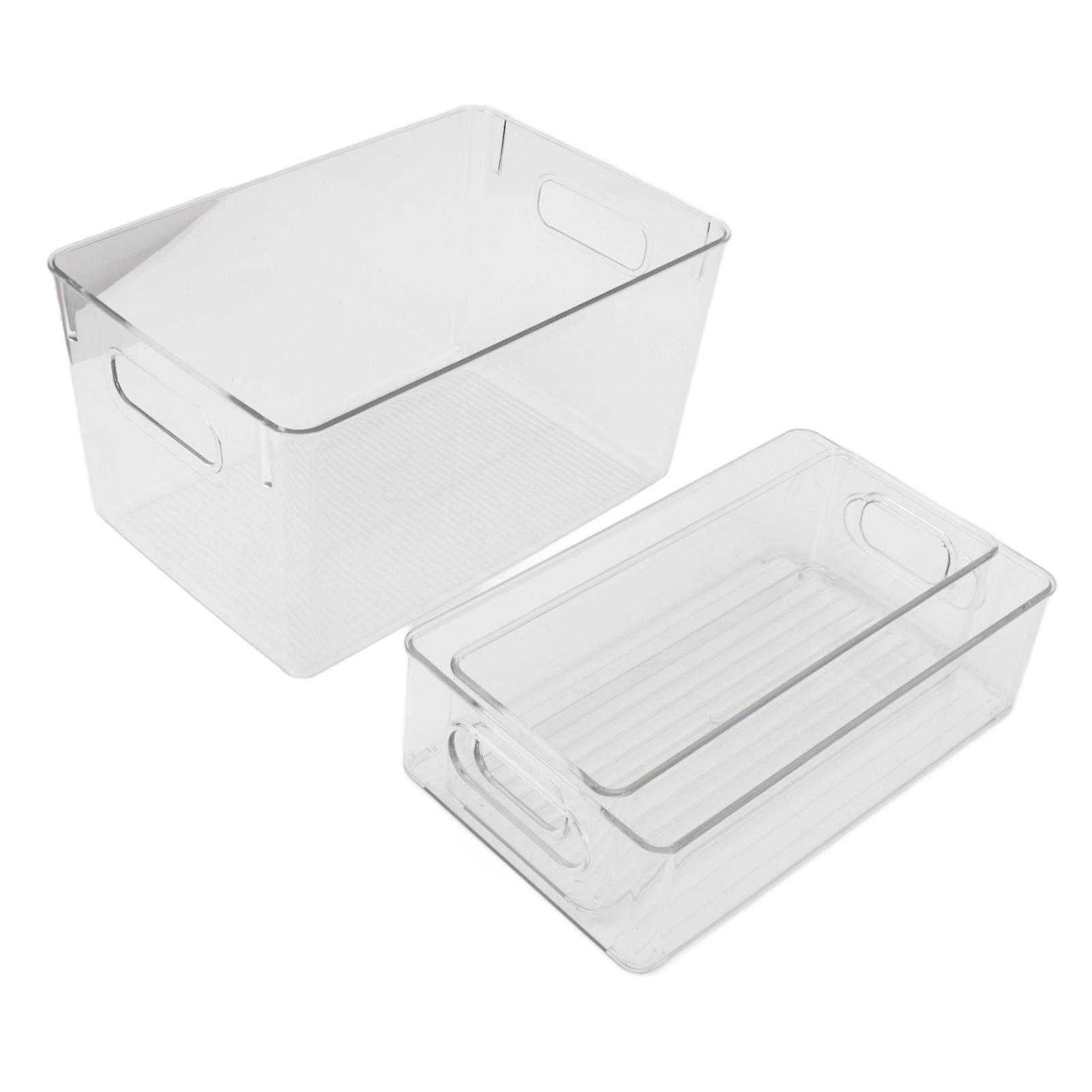 3-Piece Clear Stackable Storage Organizer, Lidless Design for Versatile Use