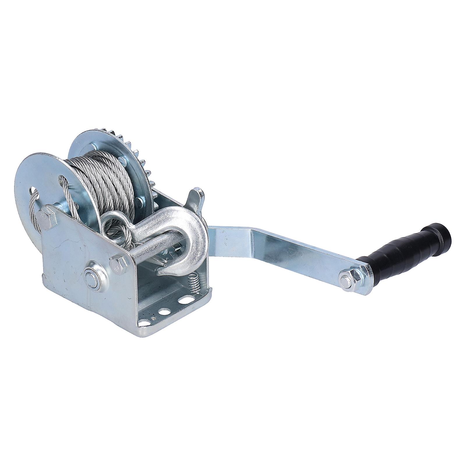 600LBS Manual Winch with 6M Steel Rope Hand Crank Cable Gear Single Speed Trailer Winch