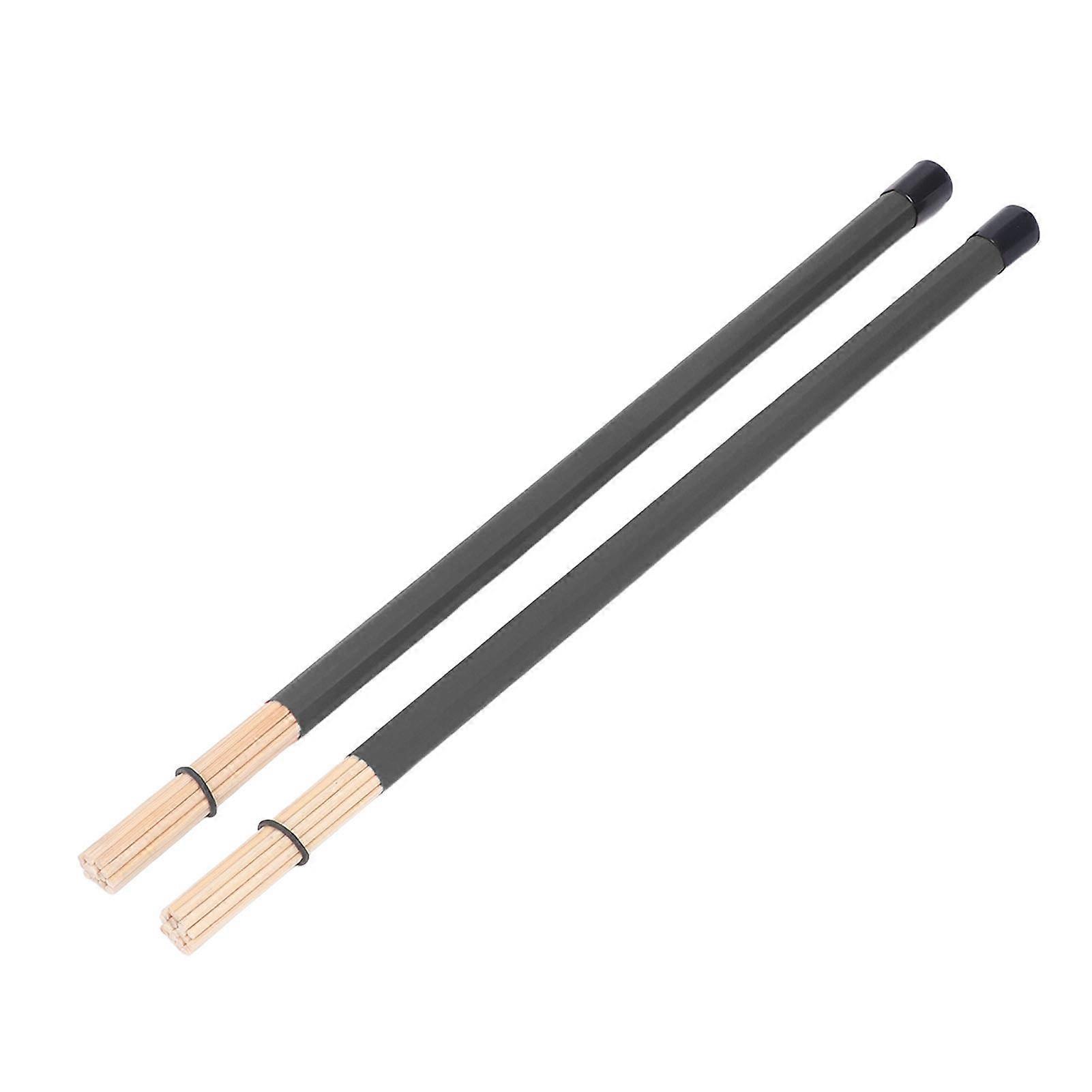 2Pcs Drum Brush Drumstick Stick Mallet Bamboo Percussion Tool Instrument Accessory Set Kit Black 